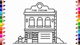 How to draw fire station - Fire station drawing and coloring - YouTube