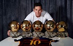 El más ganador de la historia: Messi posó con sus cinco Balones de Oro ...