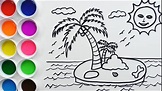 Cómo Dibujar y Colorear Una Isla - Dibujos Para Niños - How To Draw ...