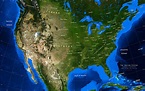 United States Satellite Image Giclee Print Topography & Bathymetry