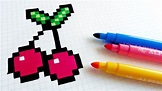 Handmade Pixel Art - How To Draw Cherries #pixelart | Pixel art, Pixel ...