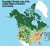 Population Density map of the United States of America and Canada ...