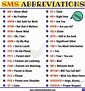 SMS Abbreviations : List of 100 Most Common Abbreviations in English ...