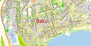 Baku Azerbaijan PDF Map ENG / AZ Low detailed City Plan editable Adobe ...