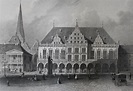 Bremen / Rathaus, Alte Börse / Stahlstich von Joh. Poppel ca 1850, nach ...