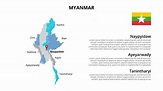 Plantilla infográfica de mapa vectorial de myanmar dividida por estados ...