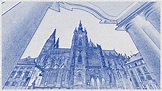 Blueprint drawing of Cathedral of St Vitus, Prague, Castle, Czech ...