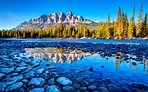 Canada's Banff National Park Alberta Beautiful Mountain River Stones ...