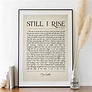 Still I Rise Poem Maya Angelou Poster Print Inspirational - Etsy