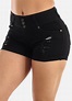 Moda Xpress - Womens Mid Rise Denim Shorts Black Butt Lifting Ripped ...