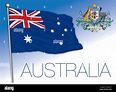 Australia oficial nacional de bandera y escudo, ilustración vectorial ...