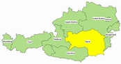 The province of Styria highlighted in yellow color, and the neighboring ...