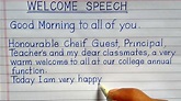 Welcome Speech in English for Chief Guest | Neat and Clean handwriting ...