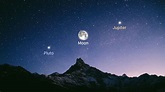 Der Mond, Jupiter und Pluto am Nachthimmel | Star Walk