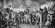 Debate between Martin Luther and Johann Eck (Leipzig Debate), painting ...