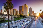Los Angeles downtown skyline sunset buildings highway | Vibration ...