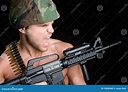 Military Gun Man stock photo. Image of background, muscles - 10838940