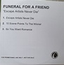 Funeral For A Friend – Escape Artists Never Die (2004, CDr) - Discogs