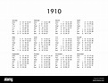 Calendario del año 1910 Fotografía de stock - Alamy