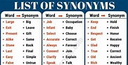 Synonym Examples: List of 40+ Important Examples of Synonyms - ESL ...