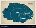 Modern map - norfolk county with districts and Vector Image