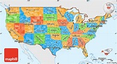 Political Simple Map of United States, single color outside