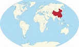 China on world map: surrounding countries and location on Asia map