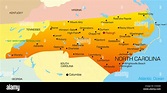 Mapa de color vectorial del estado de Carolina del Norte. Ee.Uu ...