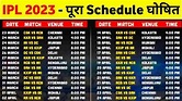 IPL 2024 Schedule : Check Match Timings and Dates Of IPL