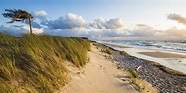 Germany, Mecklenburg-Western Pomerania, Prerow, Grassy coastal beach in ...