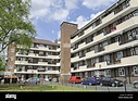 Block of Council flats with balconies Hackney London England UK Stock ...