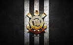 Download wallpapers Corinthians FC, golden logo, Serie A, black metal ...