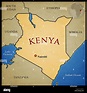 Mapa de Kenia y los países limítrofes con la capital Nairobi marcados ...