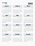 Free 1861 Calendars in PDF, Word, Excel