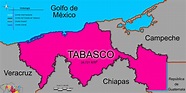 Ubicacion geográfica del estado de Tabasco.