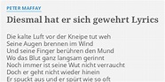 "DIESMAL HAT ER SICH GEWEHRT" LYRICS by PETER MAFFAY: Die kalte Luft vor...