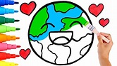 Dibuja y Colorea el Planeta Tierra Kawaii 🌎🥰 Vídeos para niños - YouTube