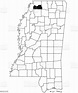 Ilustración de Mapa Del Condado De Tate En El Estado De Mississippi ...