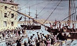 Boston Tea Party, c. 1773, loss of trade in tea