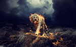 Download wallpapers Panthera tigris tigris, art white tiger, predators ...