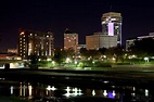 Wichita Skyline and Arkansas River at night