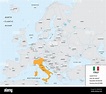Ubicación de Italia en el continente europeo con una pequeña caja de ...