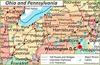 Map of Ohio and Pennsylvania - Ontheworldmap.com