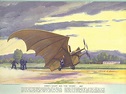 Clement Ader's Giant Bat Avion aircraft 1897 Hubbell calendar print 1952
