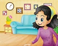 Happy Mother at Home | Happy mothers, Living room vector, Vector character