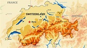 Physical map of Switzerland