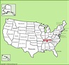 Nashville location on the U.S. Map