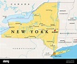 Estado de Nueva York (NYS), mapa político, con la capital Albany ...