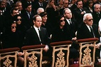 Stephanie, Albert, Caroline & RaInier at the funeral of Stefano ...