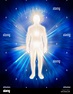 Man ethereal body energy emanations. Human luminous being, aura ...
